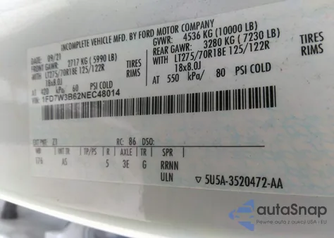 2022 Ford F-350 Xl from USA, damaged, VIN 1FD7W3B62NEC48014